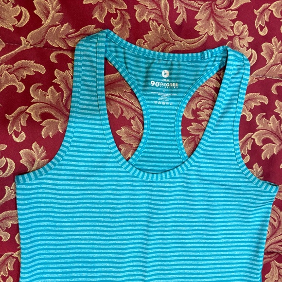 90 Degree by Reflex Racerback Turquoise Stripe Tank Women's S - Picture 3 of 4